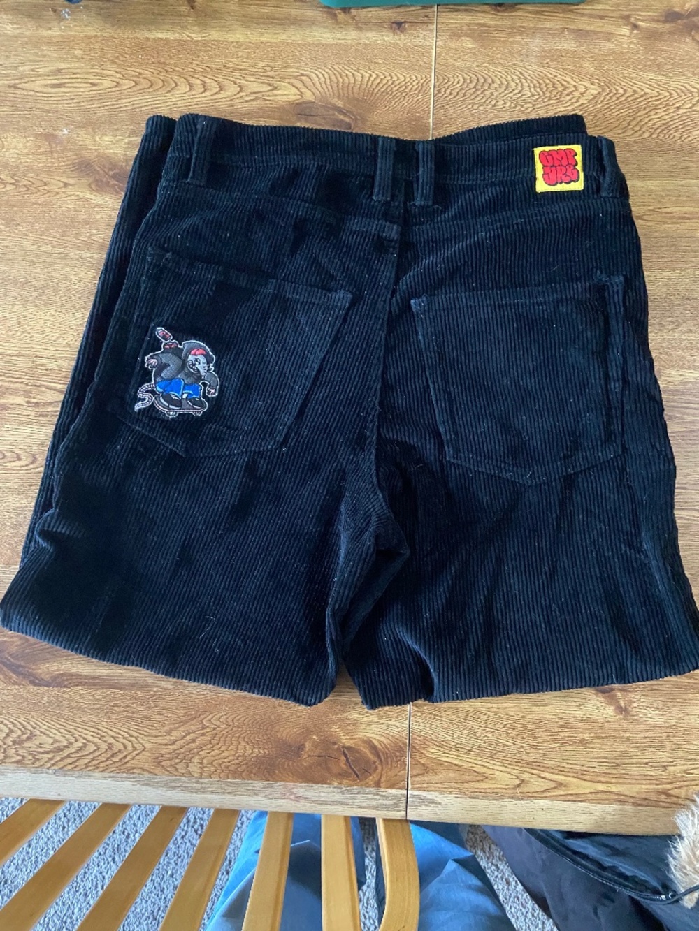 Empyre Rat Loose Fit Black Corduroy Skate Pants wide size 30 embroidery skater